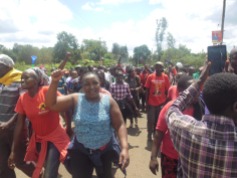 Mang'u residents celebrate the victory of Annie Wanjiku Kibe, a former journalist