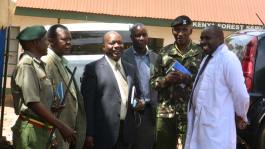Thika sub-county security team interacts with the lands registrar Bernard Leitich.